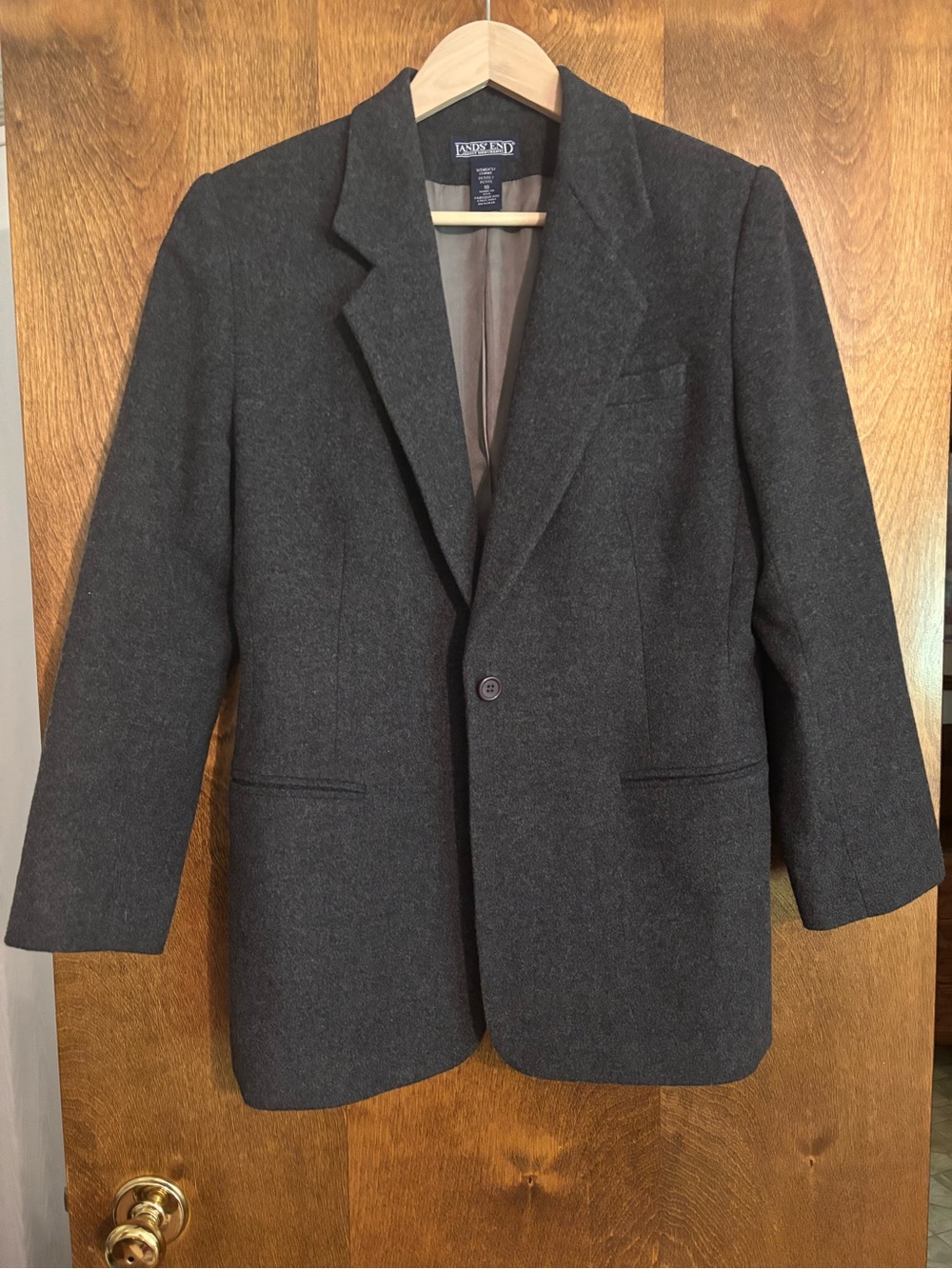 Lands' End Women’s Dark Charcoal Single-Button Blazer